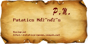 Patatics Ménás névjegykártya